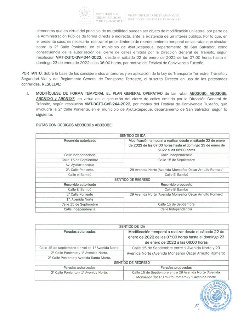 Resolución de modificación temporal de recorridos y paradas de las rutas AB030B0, AB030BE, AB031X0, AB031XE