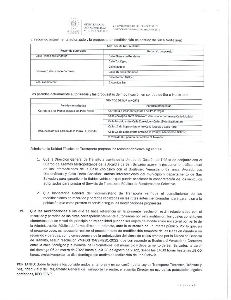 Resolución de modificación temporal de recorridos y paradas de las rutas AB000A1LP, MB000A1LP, MB000A2LP, MB000A3LP, MB138A0LP, MB138X0LP, MB138X1LP y MB400X0LP