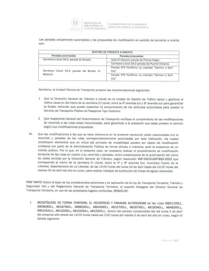 Resolución de modificación temporal de recorridos y paradas de las rutas MB011X0LL, AB080B0LL, AB187B0LL, AB662X0LL, AB540X0LL, AB107X0LL, AB187X0LL, AB192A0LL, AB483X0LL, MB102A1LL, AB102A0LL, AB102X0LL, AB102X1LL