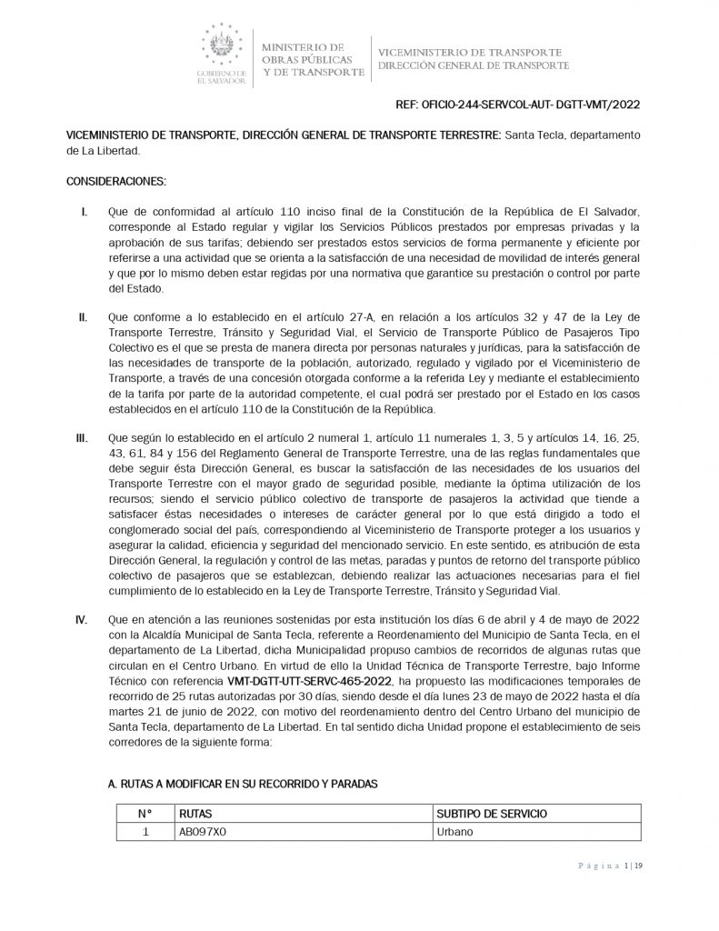 Resolución de modificación temporal de recorridos y paradas de las rutas AB097X0, AB101B1, AB101B2, AB101C0, AB101D0, AB101X1SS, AB647X0LL, MB001LL0, MB002X0LL, MB042B0, MB042B1, MB042C0, MB042E0, MB101B0, MB101D0, AB084X0LL, AB151X0LL, AB152X0LL, AB152XELL, AB169X0LL, AB668X0LL, AB673X0LL, AB674X0LL, MB152X0LL y AB483X0LL