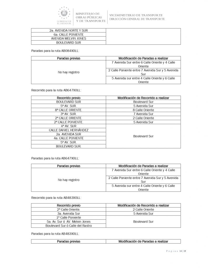 Resolución de modificación temporal de recorridos y paradas de las rutas AB097X0, AB101B1, AB101B2, AB101C0, AB101D0, AB101X1SS, AB647X0LL, MB001LL0, MB002X0LL, MB042B0, MB042B1, MB042C0, MB042E0, MB101B0, MB101D0, AB084X0LL, AB151X0LL, AB152X0LL, AB152XELL, AB169X0LL, AB668X0LL, AB673X0LL, AB674X0LL, MB152X0LL y AB483X0LL