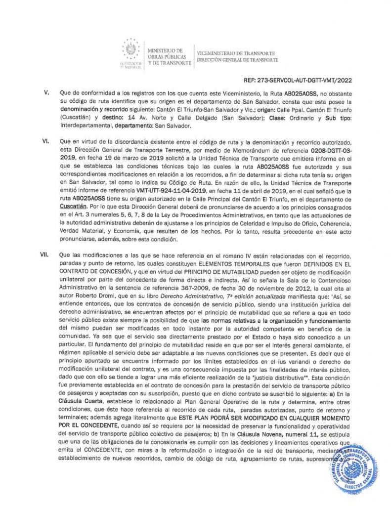 Resolución de modificación de los recorridos, paradas autorizadas y punto de retorno de la ruta AB 25A