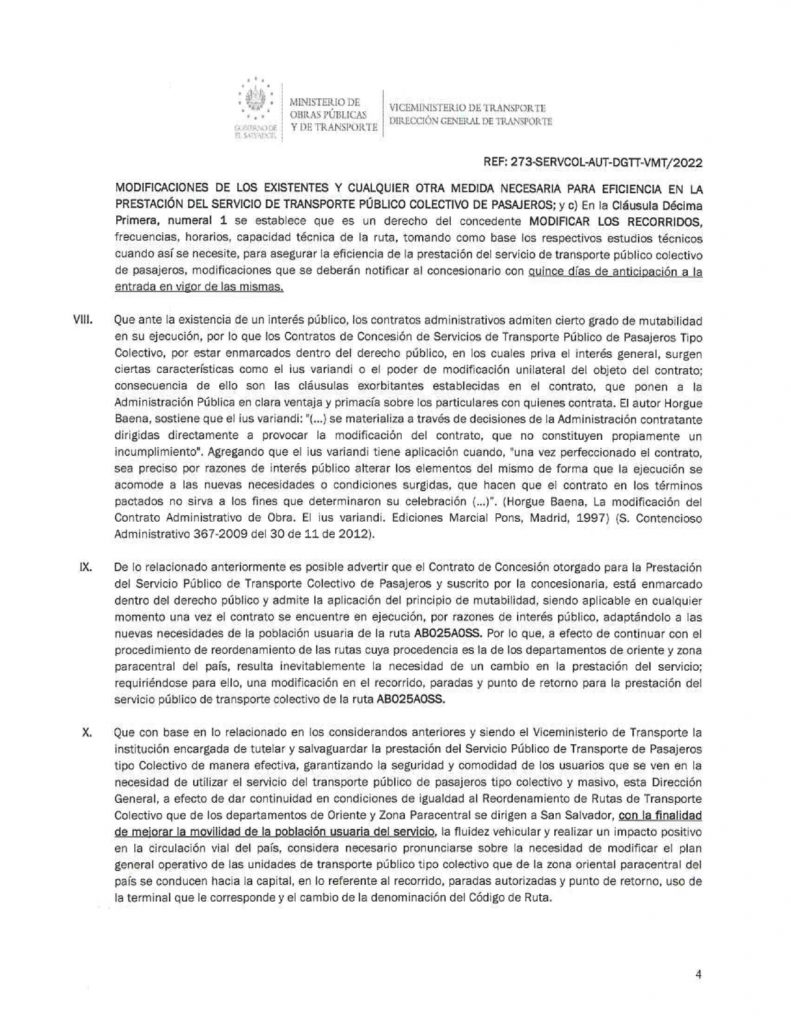 Resolución de modificación de los recorridos, paradas autorizadas y punto de retorno de la ruta AB 25A