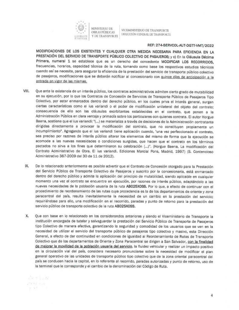 Resolución de modificación de los recorridos, paradas autorizadas y punto de retorno de la ruta AB 25